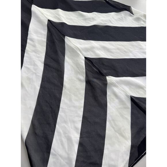 Christopher John Rogers Sleeveless Slip Dress Womens 10 Black White Chevron Y2K - Picture 14 of 16
